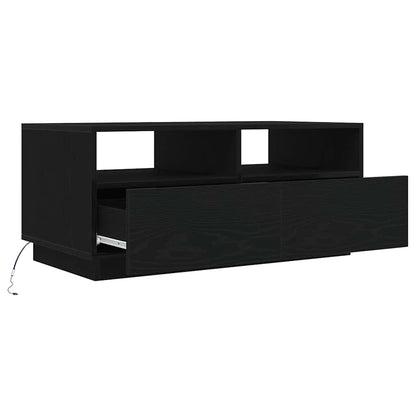 Coffee Table with LED Lights Black Oak 90x49x40 cm