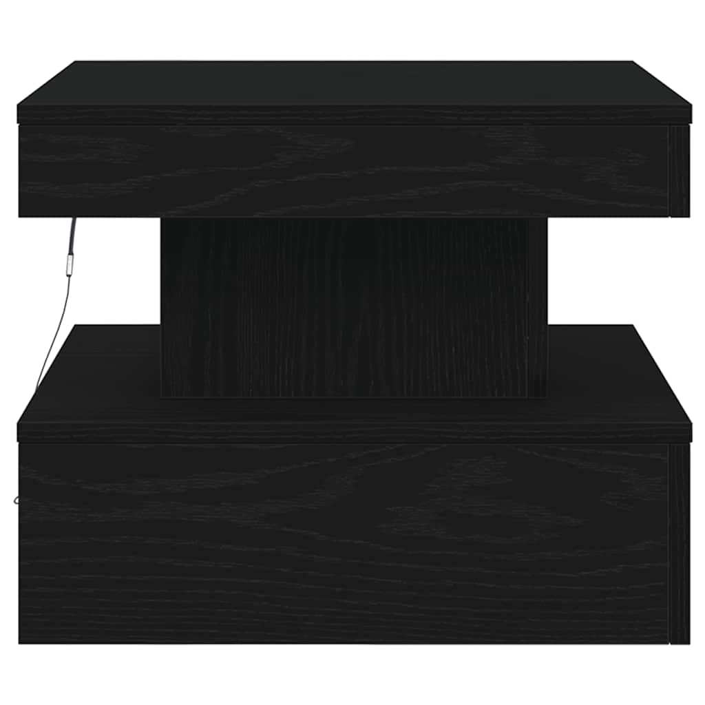 Coffee Table with LED Lights Black Oak 50x50x40 cm
