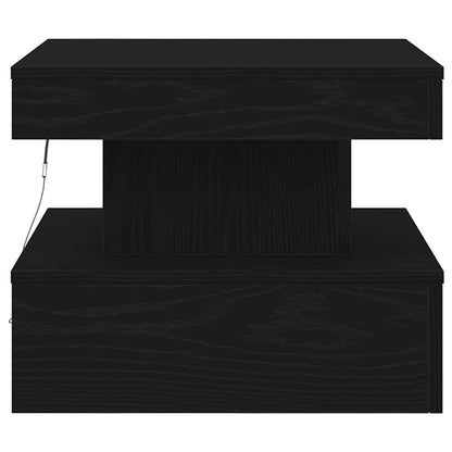 Coffee Table with LED Lights Black Oak 50x50x40 cm