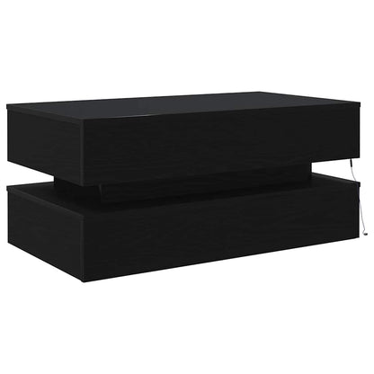 Coffee Table with LED Lights Black Oak 90x50x40 cm