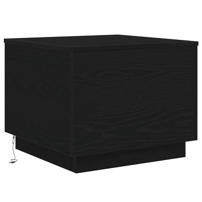 Coffee Table with LED Lights Black Oak 50x50x40 cm