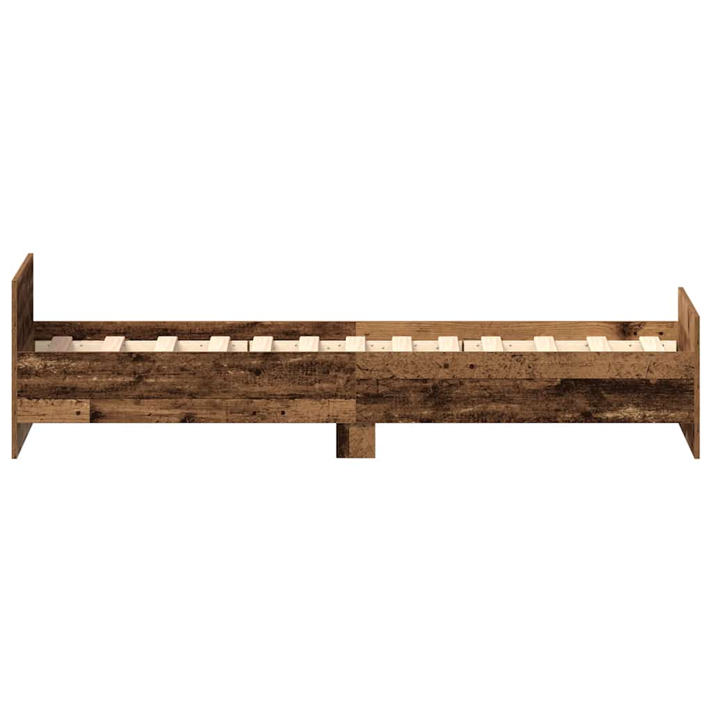 Bed Frame without Mattress Old Wood 75x190 cm Engineered Wood