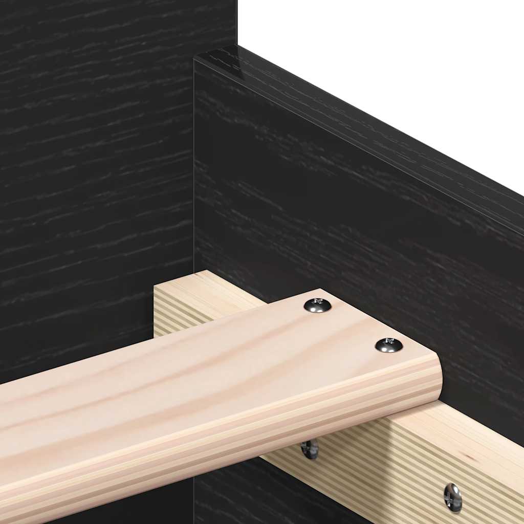 Bed Frame without Mattress Black Oak 75x190 cm Engineered Wood