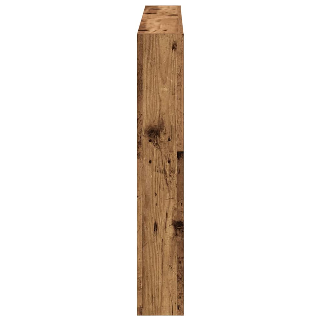 Headboard Cabinet with LED Old Wood 140x17x102 cm