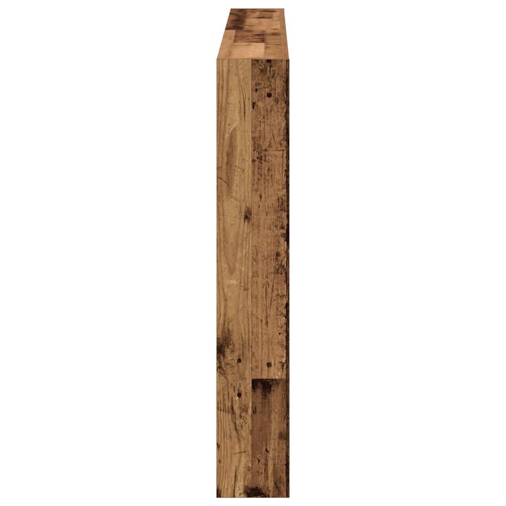 Headboard Cabinet with LED Old Wood 160x17x102 cm