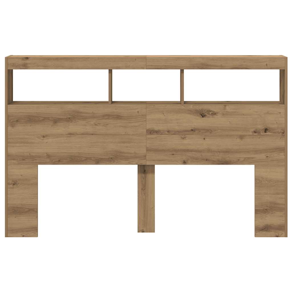 Headboard Cabinet with LED Artisan Oak 160x17x102 cm