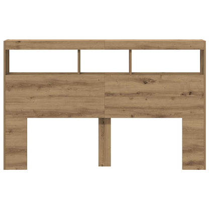 Headboard Cabinet with LED Artisan Oak 160x17x102 cm