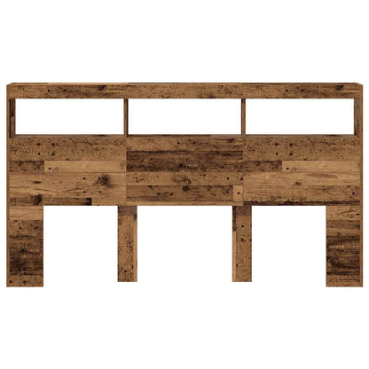 Headboard Cabinet with LED Old Wood 180x17x102 cm