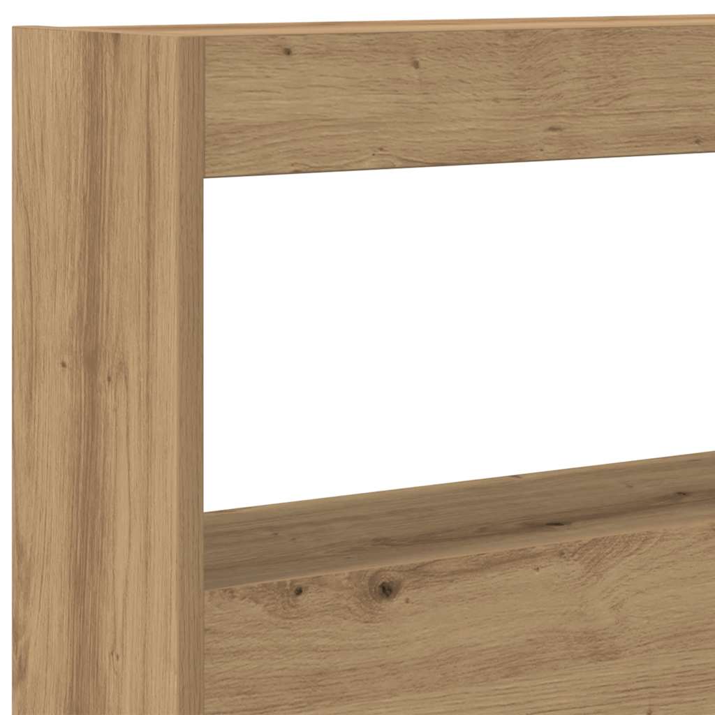 Headboard Cabinet with LED Artisan Oak 180x17x102 cm