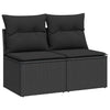 2 Piece Garden Sofa Set with Cushions Black Poly Rattan Acacia
