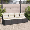 2 Piece Garden Sofa Set with Cushions Black Poly Rattan Acacia