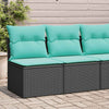 2 Piece Patio Sofa Set with Cushions Black Poly Rattan Acacia