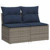 2 Piece Garden Sofa Set with Cushions Grey Poly Rattan Acacia