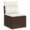 2 Piece Garden Sofa Set with Cushions Brown Poly Rattan Acacia