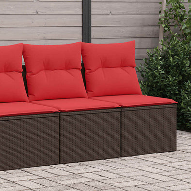 2 Piece Garden Sofa Set with Cushions Brown Poly Rattan Acacia