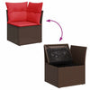 10 Piece Garden Sofa Set with Cushions Brown Poly Rattan Acacia