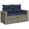 10 Piece Garden Sofa Set with Cushions Grey Poly Rattan Acacia