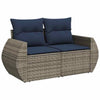 10 Piece Garden Sofa Set with Cushions Grey Poly Rattan Acacia