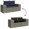 14 Piece Garden Sofa Set with Cushions Grey Poly Rattan Acacia