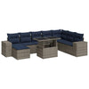 11 Piece Garden Sofa Set with Cushions Grey Poly Rattan Acacia