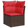 15 Piece Garden Sofa Set with Cushions Brown Poly Rattan Acacia