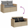 10 Piece Garden Sofa Set with Cushions Beige Poly Rattan Acacia