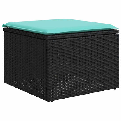 2 Piece Patio Sofa Set with Cushions Black Poly Rattan Acacia