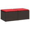 2 Piece Garden Sofa Set with Cushions Brown Poly Rattan Acacia