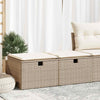2 Piece Garden Sofa Set with Cushions Beige Poly Rattan Acacia