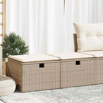 2 Piece Garden Sofa Set with Cushions Beige Poly Rattan Acacia