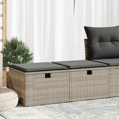 2 Piece Garden Sofa Set with Cushions Light Grey Poly Rattan Acacia