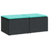 2 Piece Patio Sofa Set with Cushions Black Poly Rattan Acacia