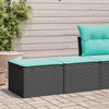 2 Piece Patio Sofa Set with Cushions Black Poly Rattan Acacia