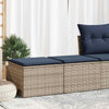 2 Piece Garden Sofa Set with Cushions Grey Poly Rattan Acacia