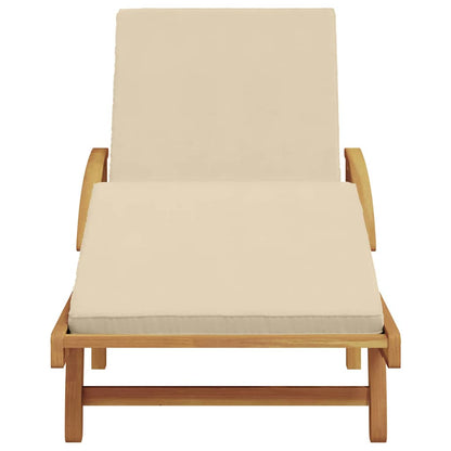 Sun Lounger Beige 200 x 67 x 84 cm Solid Acacia Wood