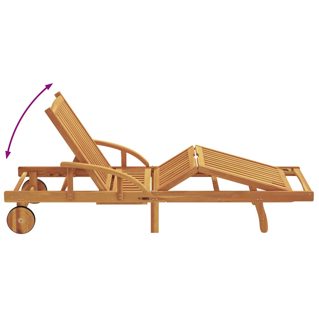 Sun Lounger Taupe 200 x 67 x 84 cm Solid Acacia Wood