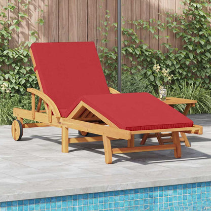 Sun Lounger Red 200 x 67 x 84 cm Solid Acacia Wood