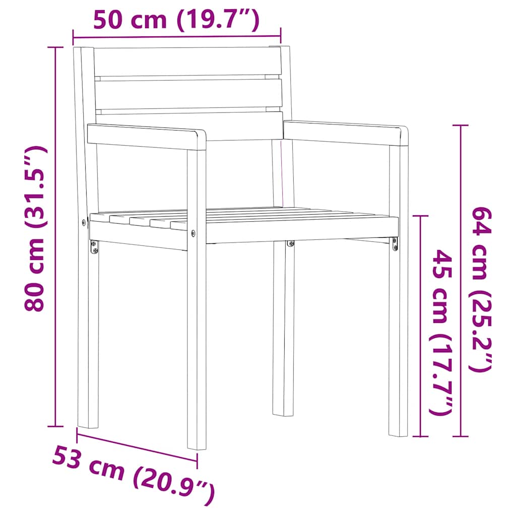 Garden Chairs 4 pcs 50x53x80 cm Solid Wood Acacia
