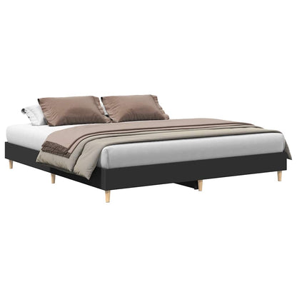 Bed Frame No Mattress Black 200x200 cm Engineered Wood