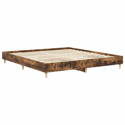 Bed Frame No Mattress Smoked Oak 200x200 cm Engineered Wood