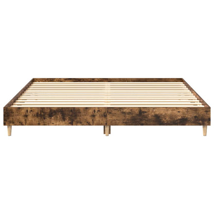 Bed Frame No Mattress Smoked Oak 200x200 cm Engineered Wood