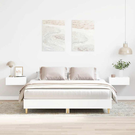 Bed Frame No Mattress White 150x200 cm King Size Engineered Wood