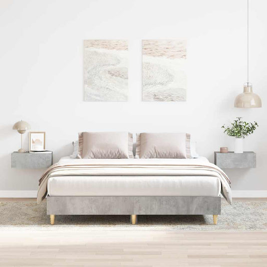 Bed Frame No Mattress Concrete Grey 150x200 cm King Size Engineered Wood