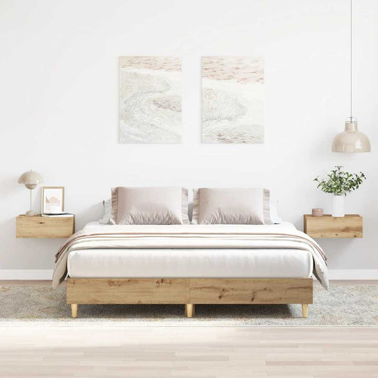 Bed Frame No Mattress Artisan Oak 150x200 cm King Size Engineered Wood