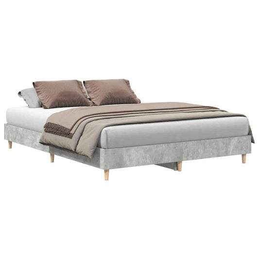 Bed Frame No Mattress Concrete Grey 140x200 cm Engineered Wood