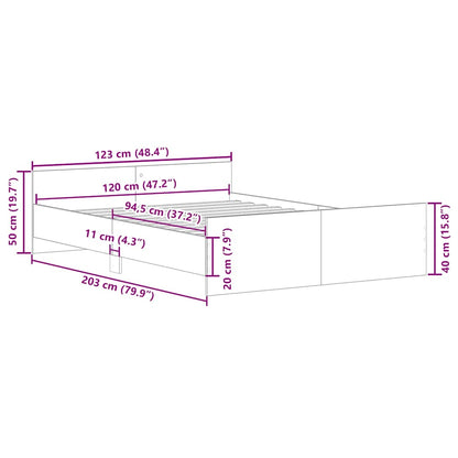Bed Frame without Mattress Old Wood 120x200cm Engineered Wood