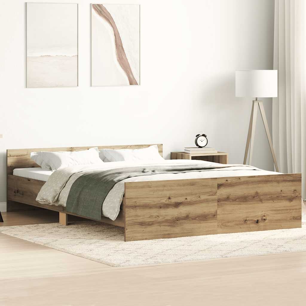 Bed Frame without Mattress Artisan Oak 140x190cm Engineered Wood