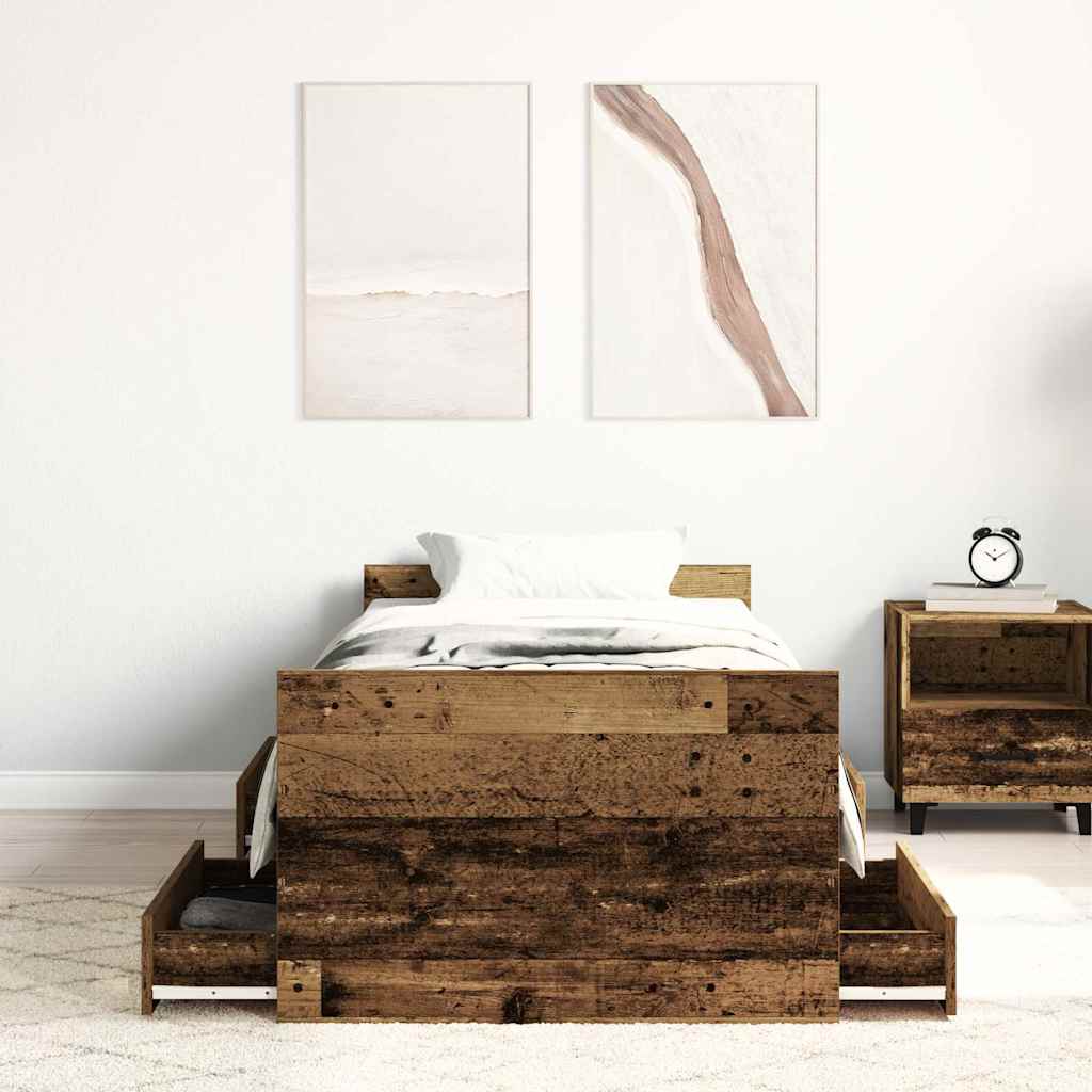 Bed Frame | Old Wood | Engineered Wood, Solid Pinewood | Single
