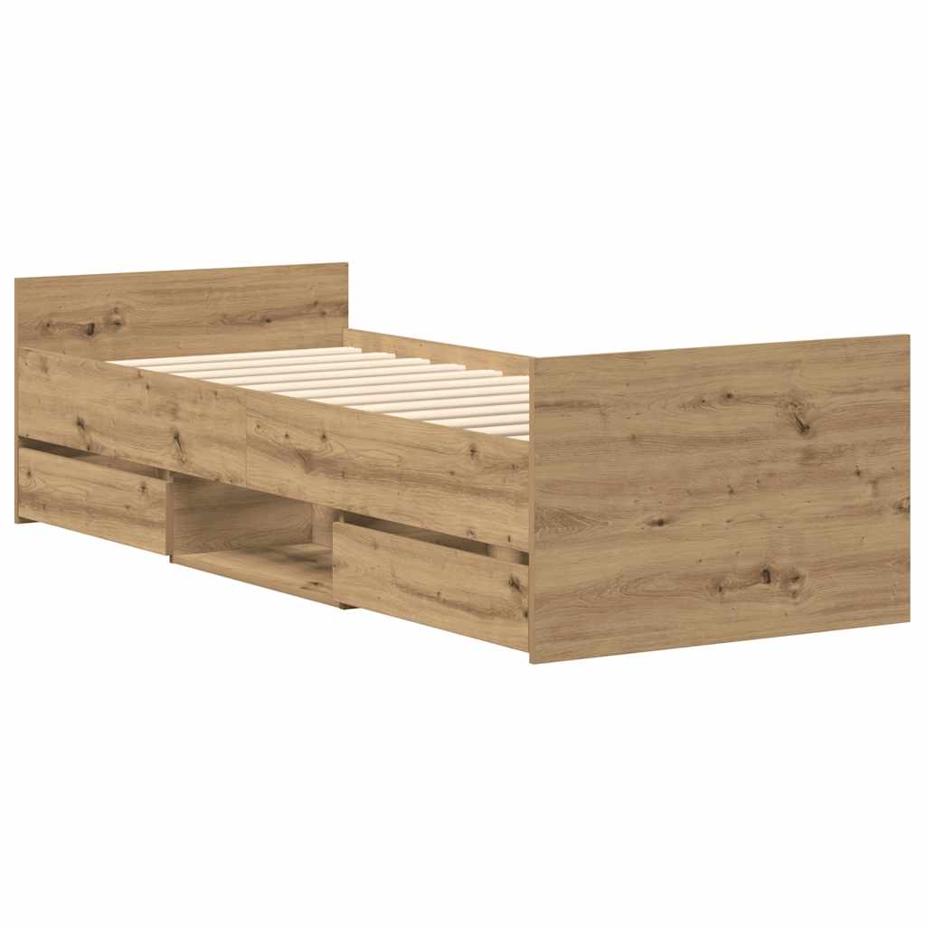 Bed Frame without Mattress Artisan Oak 90x200cm Engineered Wood