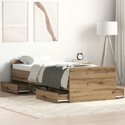 Bed Frame without Mattress Artisan Oak 90x200cm Engineered Wood